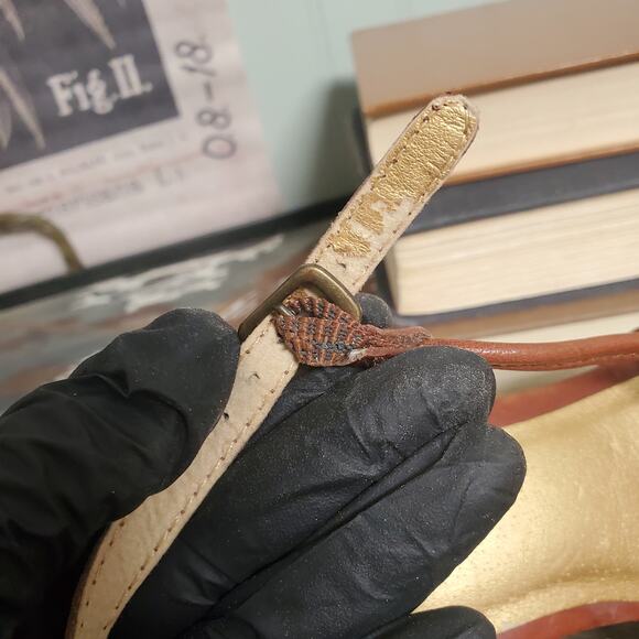 Seychelles Woven Red Leather Wooden Cylinder Heel Ankle Strap US W6 - Picture 7 of 13